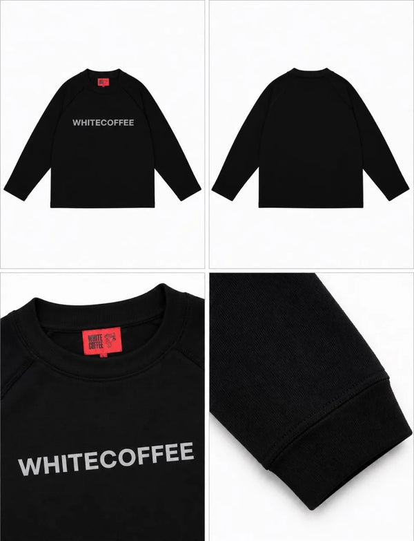 WHITE COFFEE Raglan Long Sleeve – Black