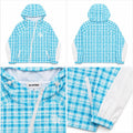 Mertra Checkered Zip Jacket – Light Blue/White