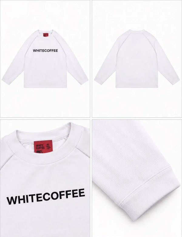 WHITE COFFEE Raglan Long Sleeve – White