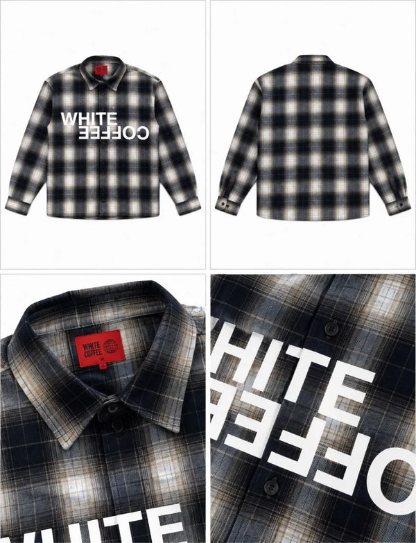 WHITE COFFEE Flannel Shirt – Navy