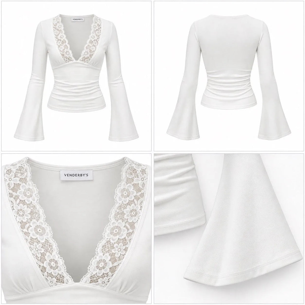 Lace Long Sleeve Top – White
