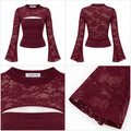 Lace Long Sleeve Top – Burgundy