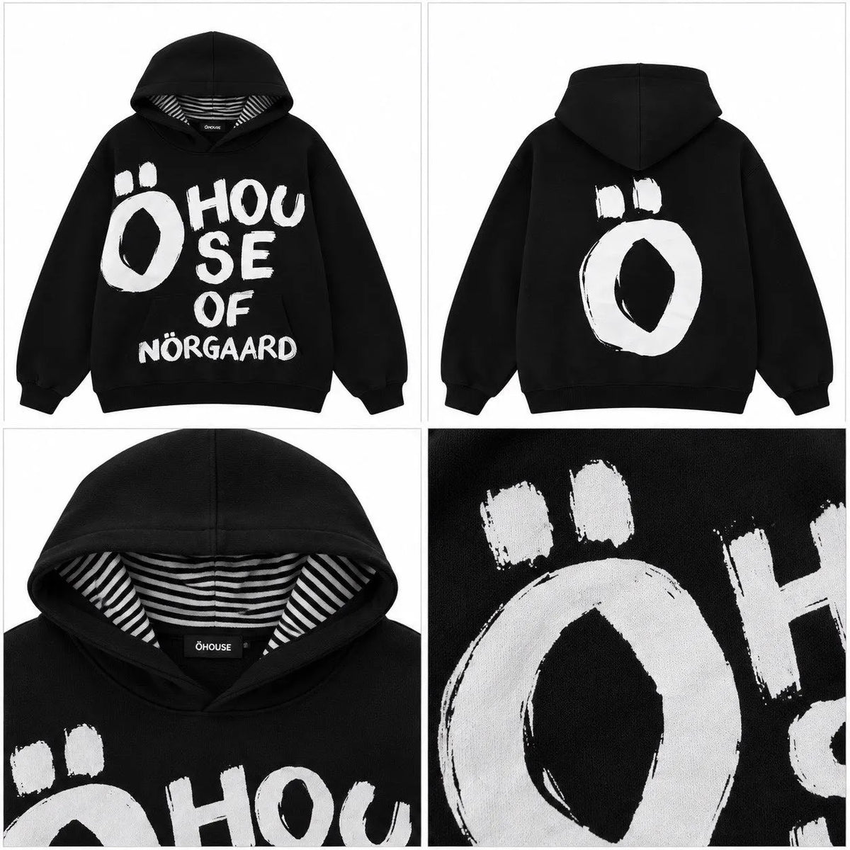 ÖHOUSE Hoodie – Black / Large White Logo